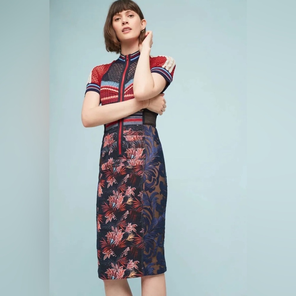 Anthropologie Byron Lars Jewel Jacquard Sheath Dress - Picture 14 of 16